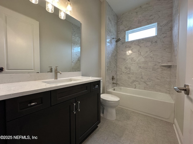 full bathroom with shower / washtub combination, vanity, and toilet