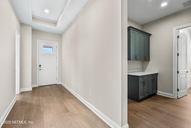 335 Lamego Ln, Saint Augustine, FL 32095 - hall featuring recessed lighting, wood finished floors, visible vents, and baseboards