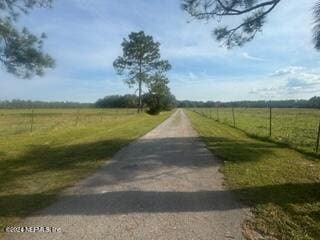 view of street with a rural view