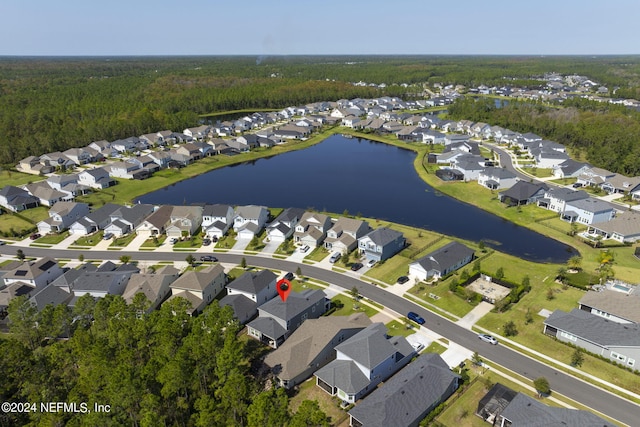 bird's eye view featuring a water view