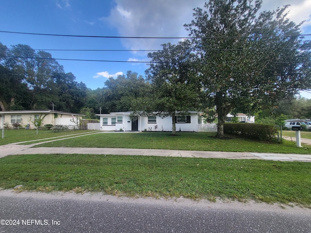 view of front of house with a front lawn