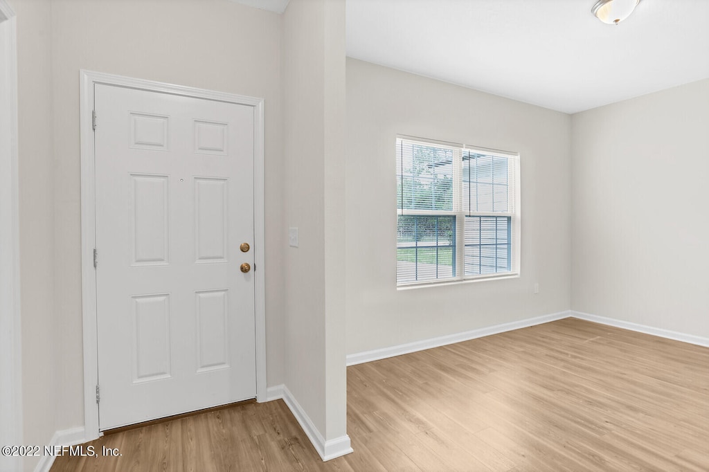 entryway with light hardwood / wood-style floors