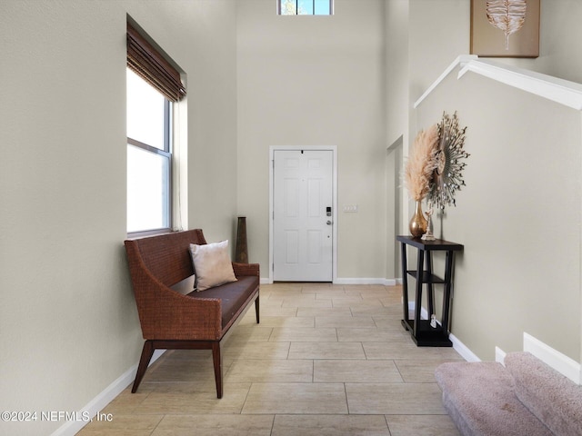 foyer entrance featuring a high ceiling