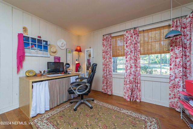 office featuring hardwood / wood-style floors