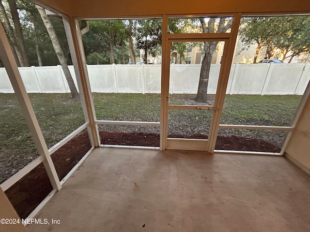 view of unfurnished sunroom