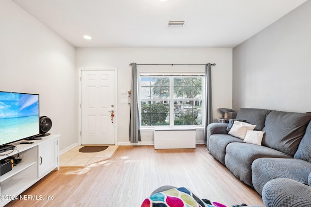 living room featuring light hardwood / wood-style floors