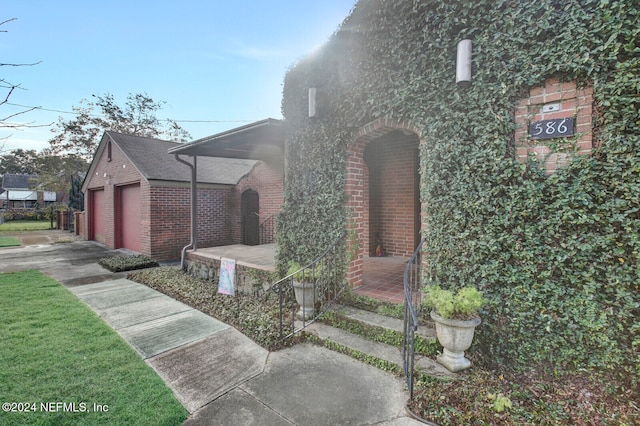 exterior space featuring a garage