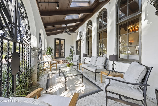 view of patio / terrace featuring an outdoor living space and ceiling fan