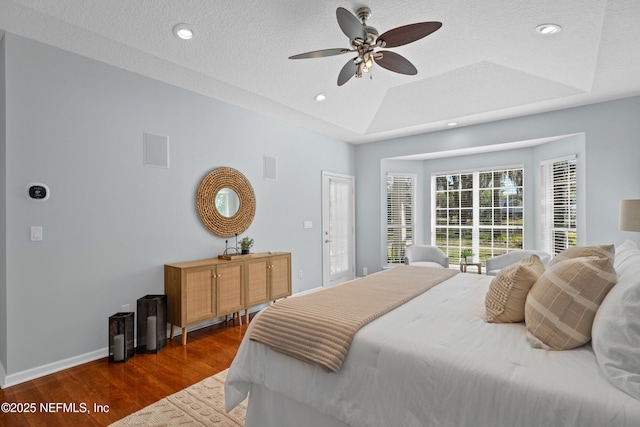 13601 Emerald Cove Ct, Jacksonville, FL 32225 - bedroom featuring baseboards, recessed lighting, ceiling fan, and dark wood-style flooring