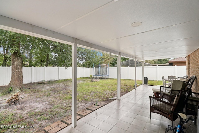 view of patio / terrace featuring a trampoline