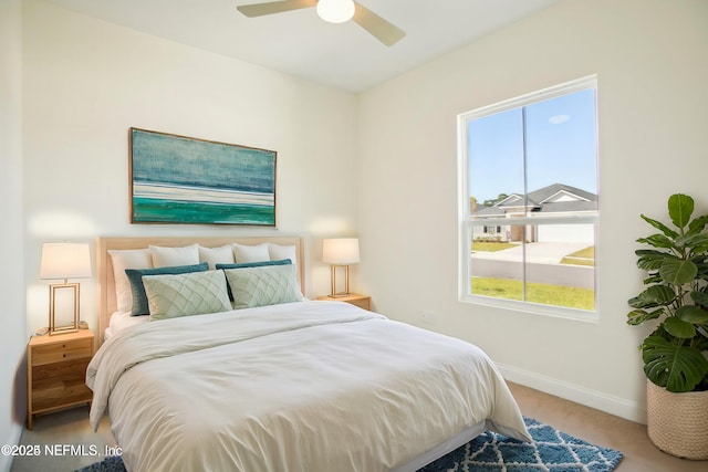 bedroom with carpet flooring and ceiling fan