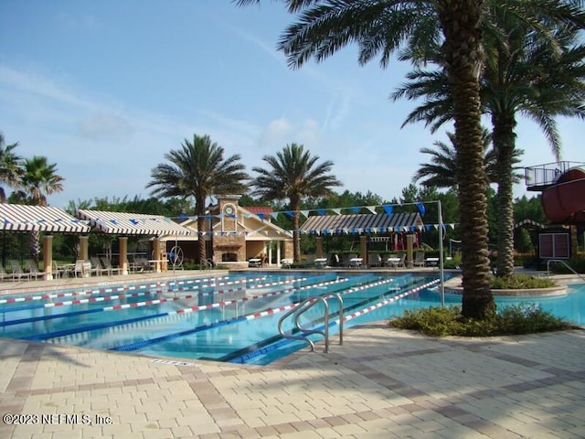 view of pool featuring a patio