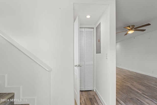 corridor featuring dark hardwood / wood-style floors