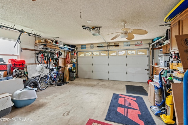 garage with ceiling fan