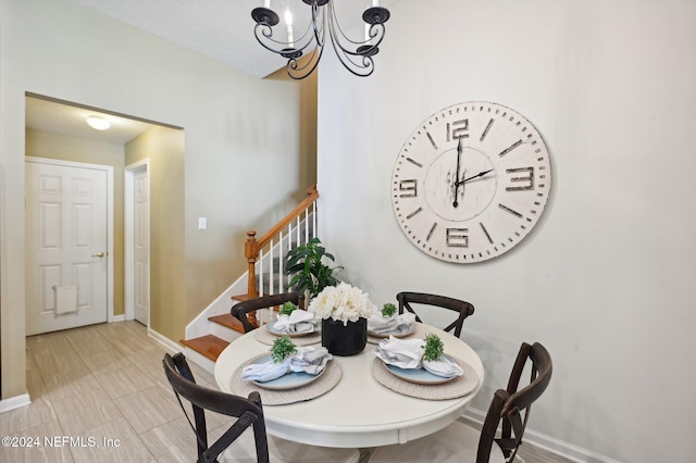 dining room with an inviting chandelier