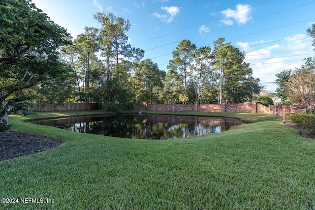 view of yard with a water view