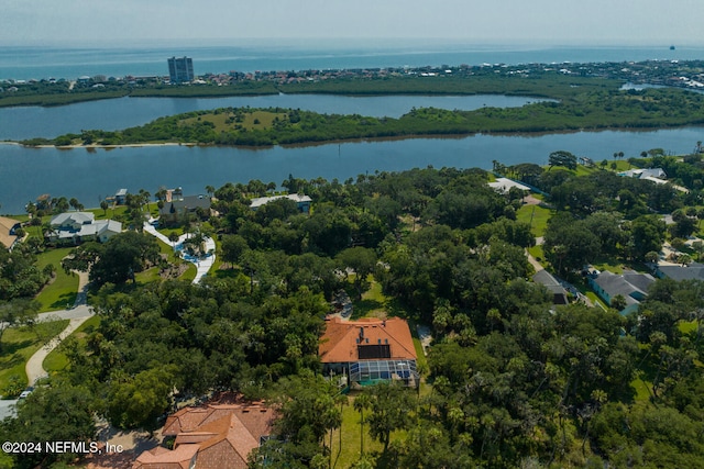 bird's eye view featuring a water view