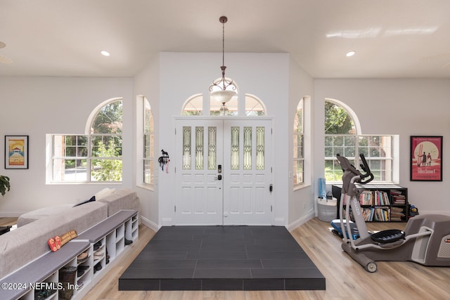 foyer entrance featuring hardwood / wood-style flooring