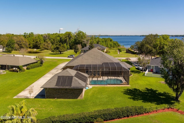 bird's eye view featuring a water view