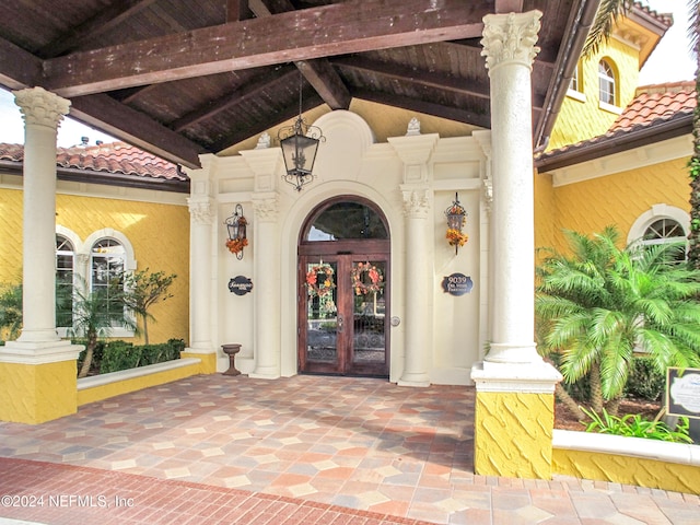 view of exterior entry with french doors