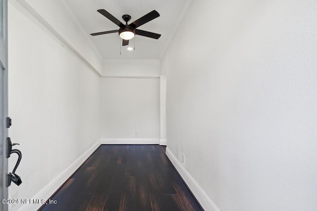 bonus room with dark wood-type flooring and ceiling fan