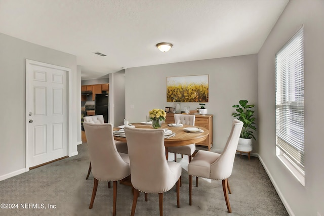 dining room featuring carpet