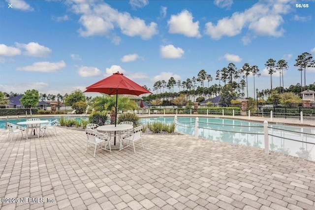 view of swimming pool with a patio area