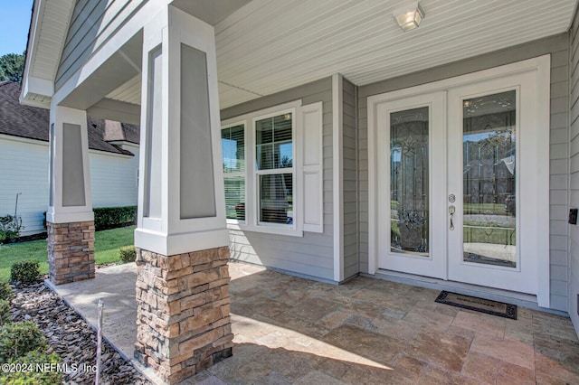 view of exterior entry with french doors