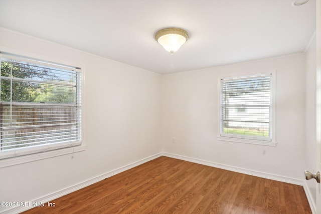 spare room with wood-type flooring