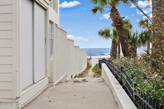 property view of water with a beach view