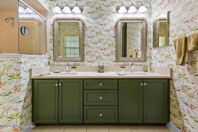 bathroom featuring vanity and tile patterned flooring