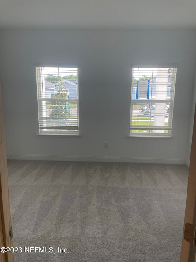 unfurnished room featuring carpet and a wealth of natural light