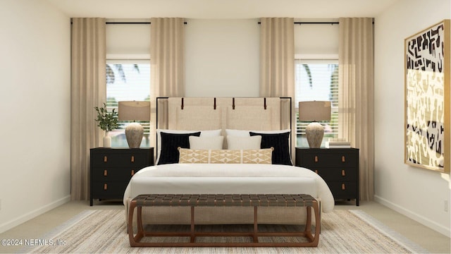 carpeted bedroom with baseboards