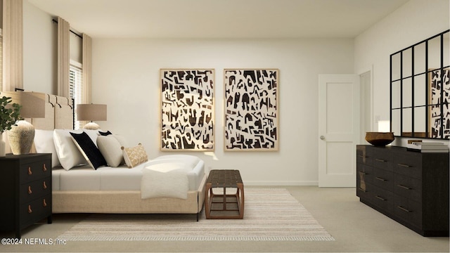 bedroom featuring baseboards and carpet flooring