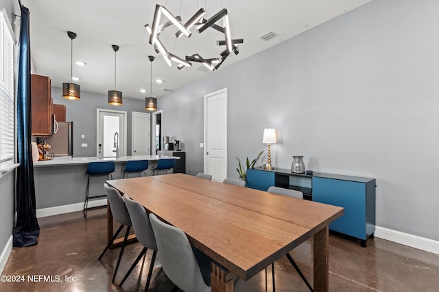 dining room featuring an inviting chandelier