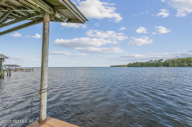 view of dock featuring a water view