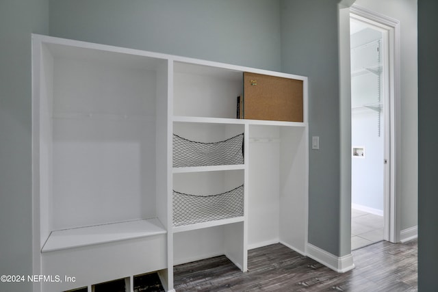 mudroom featuring dark hardwood / wood-style floors