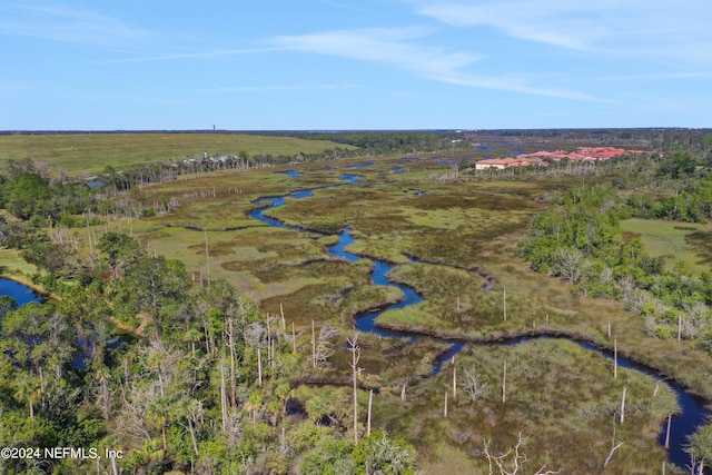 bird's eye view featuring a water view and a rural view