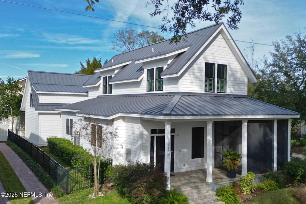 modern farmhouse with covered porch