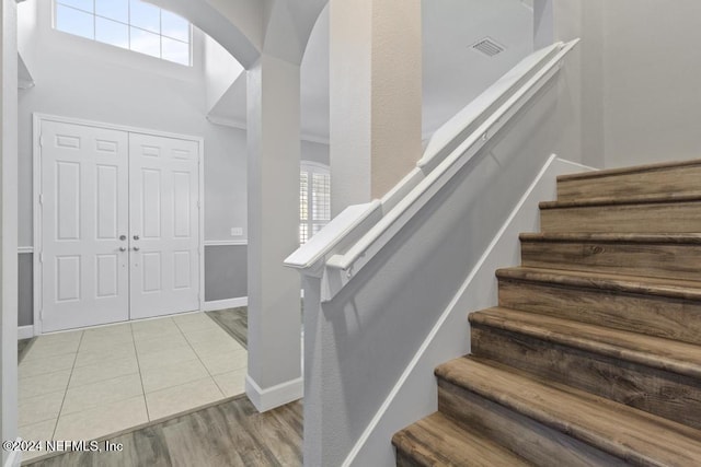 entrance foyer with light hardwood / wood-style flooring