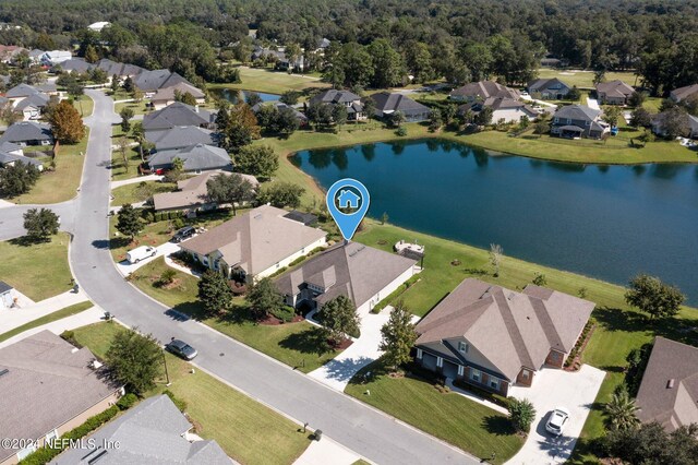 3605 Oglebay Dr, Green Cove Springs, FL 32043 - drone / aerial view featuring a residential view, a water view, and a wooded view