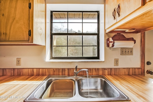 kitchen with wooden counters and sink