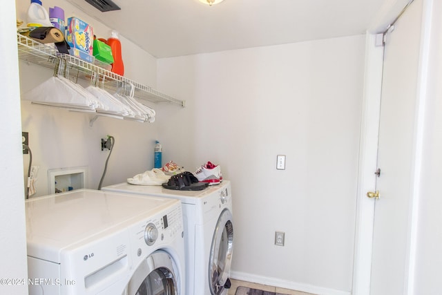 laundry area featuring independent washer and dryer