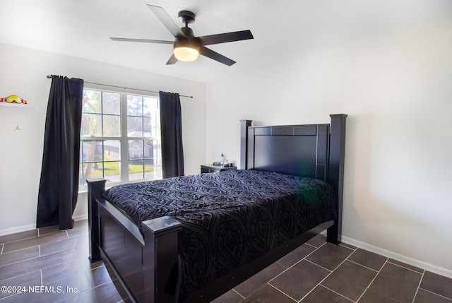 bedroom featuring ceiling fan