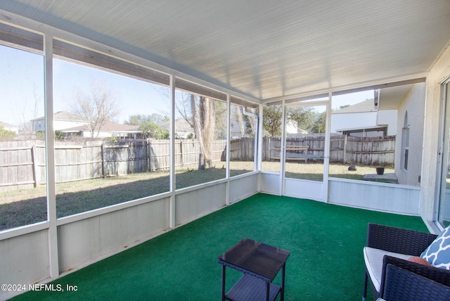 view of unfurnished sunroom