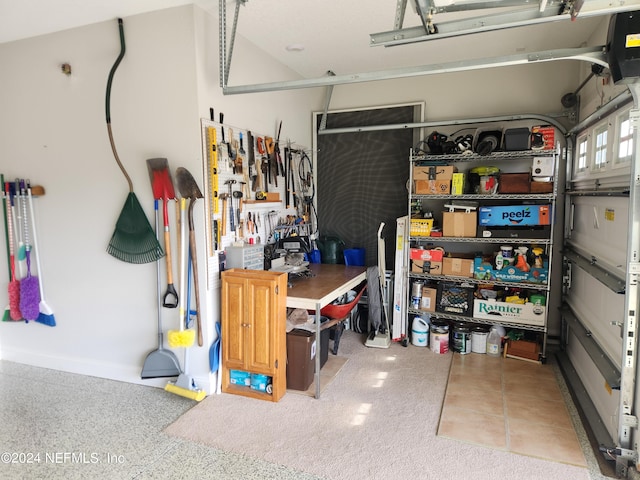 garage with a garage door opener