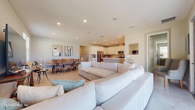 view of tiled living room