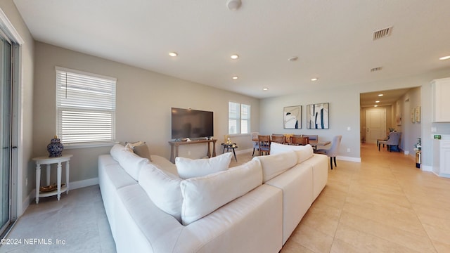 view of tiled living room