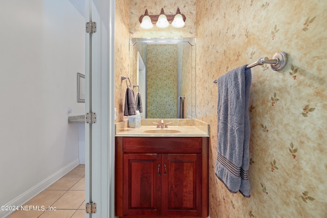 bathroom featuring vanity and tile patterned floors