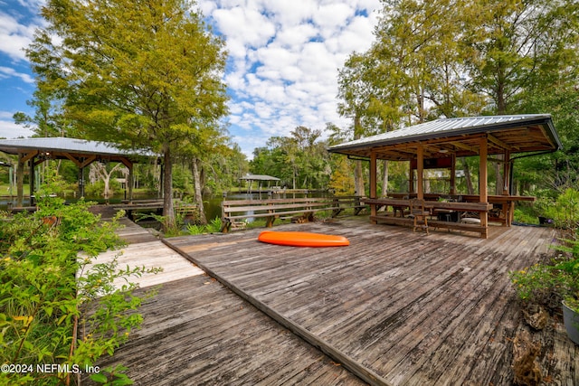 deck featuring a gazebo